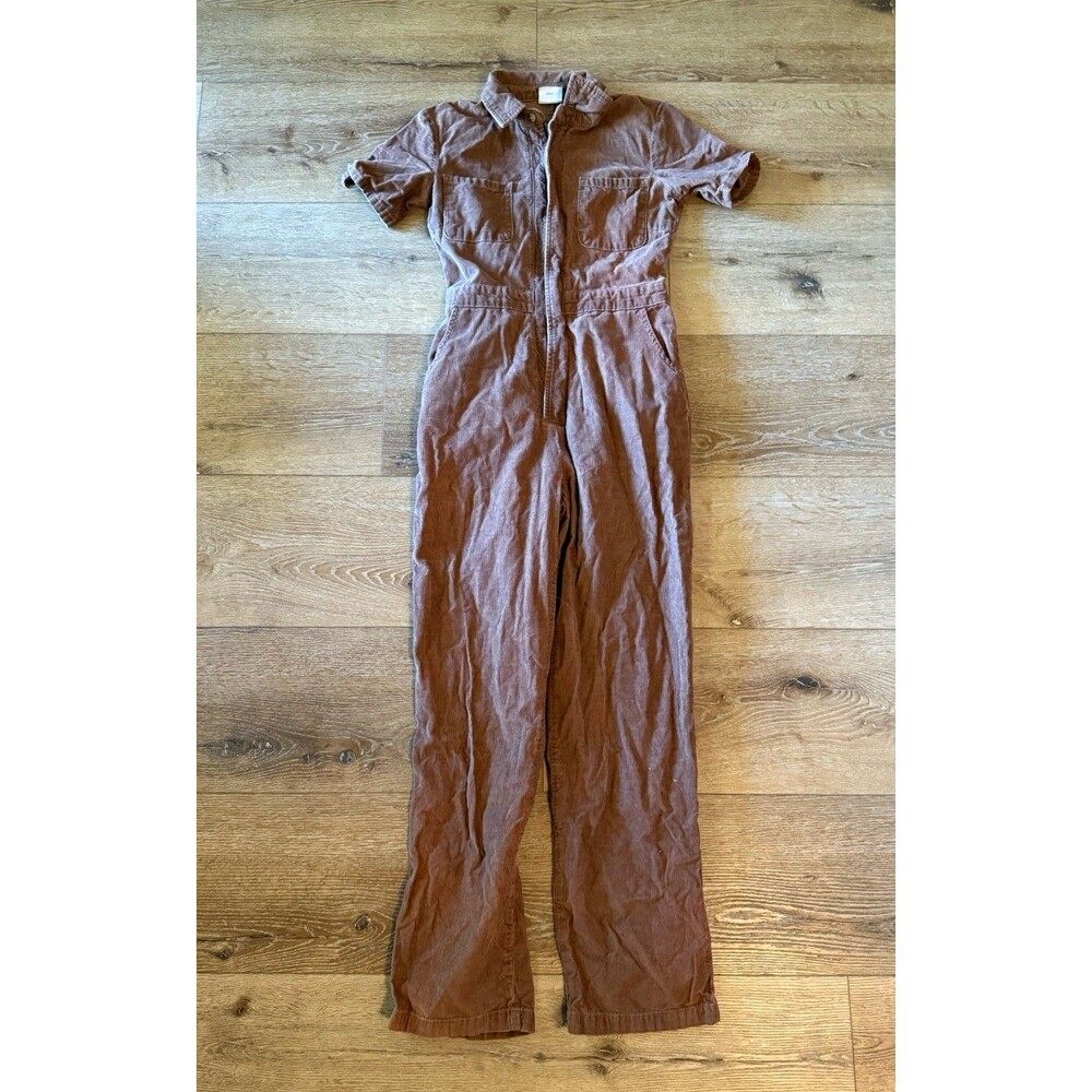 BDG Urban Outfitters Womens Brown Short Sleeve Corduroy Jumpsuit Size Small